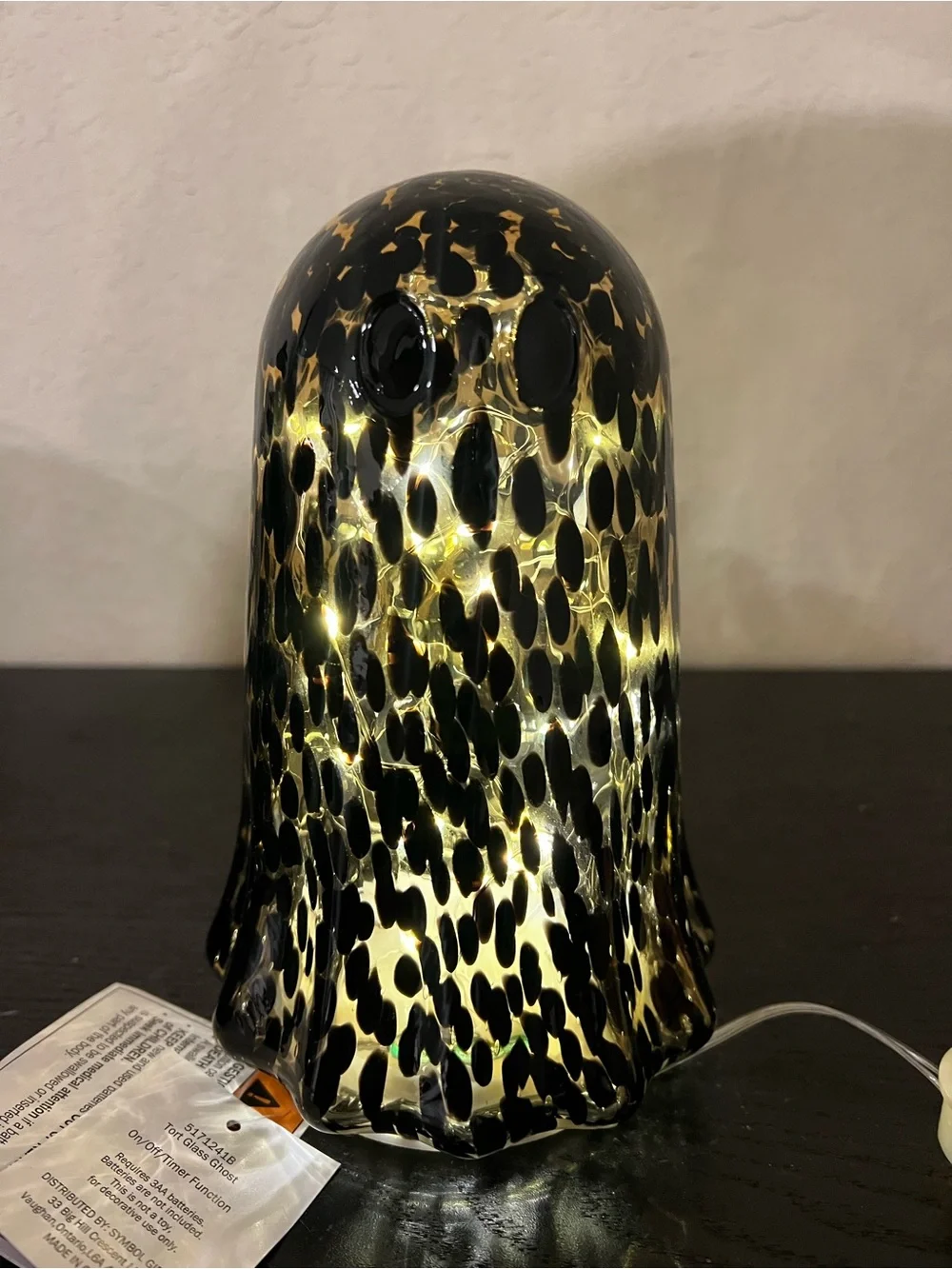 NEW 7.5” Brown Tortoise Glass Light Up Ghost Decor